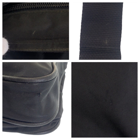 PRADA Shoulder Bag Nylon Black Silver Metal Crossbody Shoulder Bag Messenger Bag Test Triangle With logo mens Used Authentic