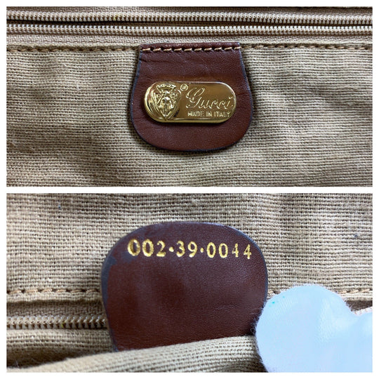 GUCCI Tote Bag 002 39 0044 GG Supreme canvas, leather Brown Gold Metal Tote Bag Shoulder Bag Unisex Old Gucci Sherry Line Micro GG Women Used Authentic