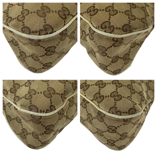 GUCCI Tote Bag 163288 GG canvas Beige White SilverMetal Tote Bag Shoulder Bag GG pattern Women Used Authentic