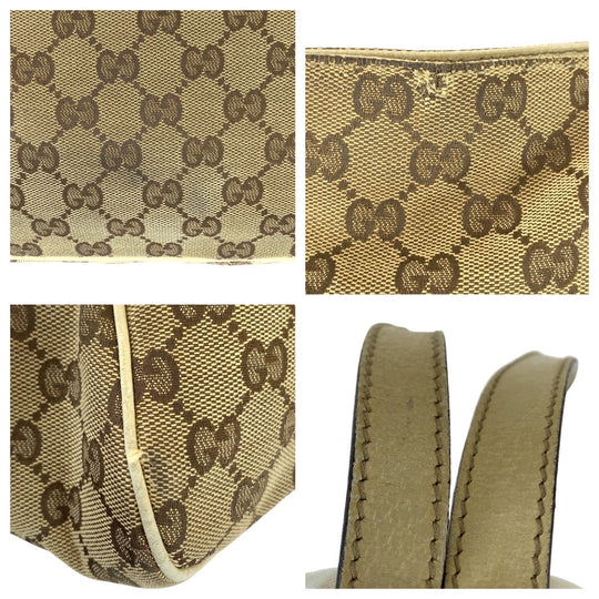 GUCCI Tote Bag 163288 GG canvas Beige White SilverMetal Tote Bag Shoulder Bag GG pattern Women Used Authentic