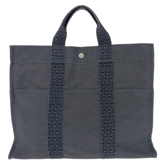 HERMES Tote Bag canvas Grey SilverMetal Tote Bag Handbag Unisex Her LineMM mens Used Authentic