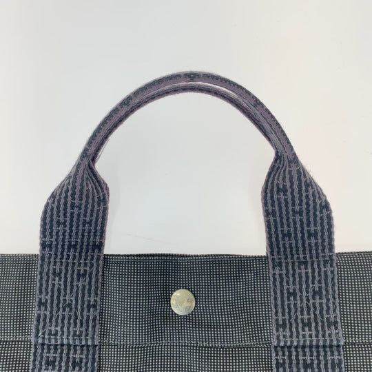 HERMES Tote Bag canvas Grey SilverMetal Tote Bag Handbag Unisex Her LineMM mens Used Authentic