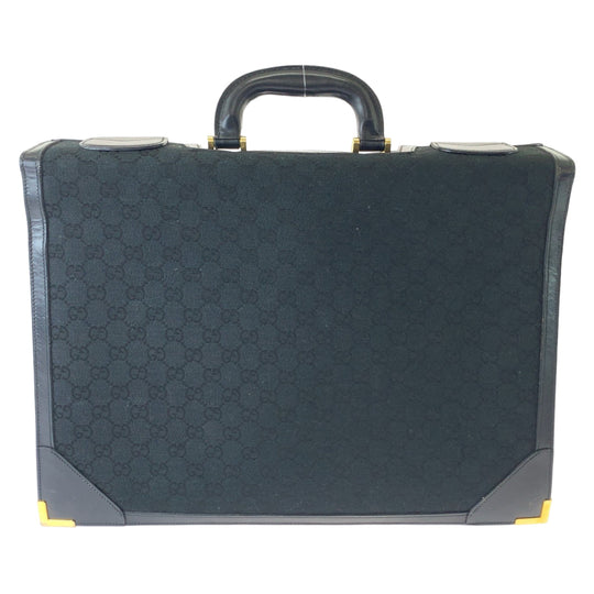 GUCCI Business bag GG canvas, leather Black GoldMetal Business bag handbag Old Gucci mens Used Authentic