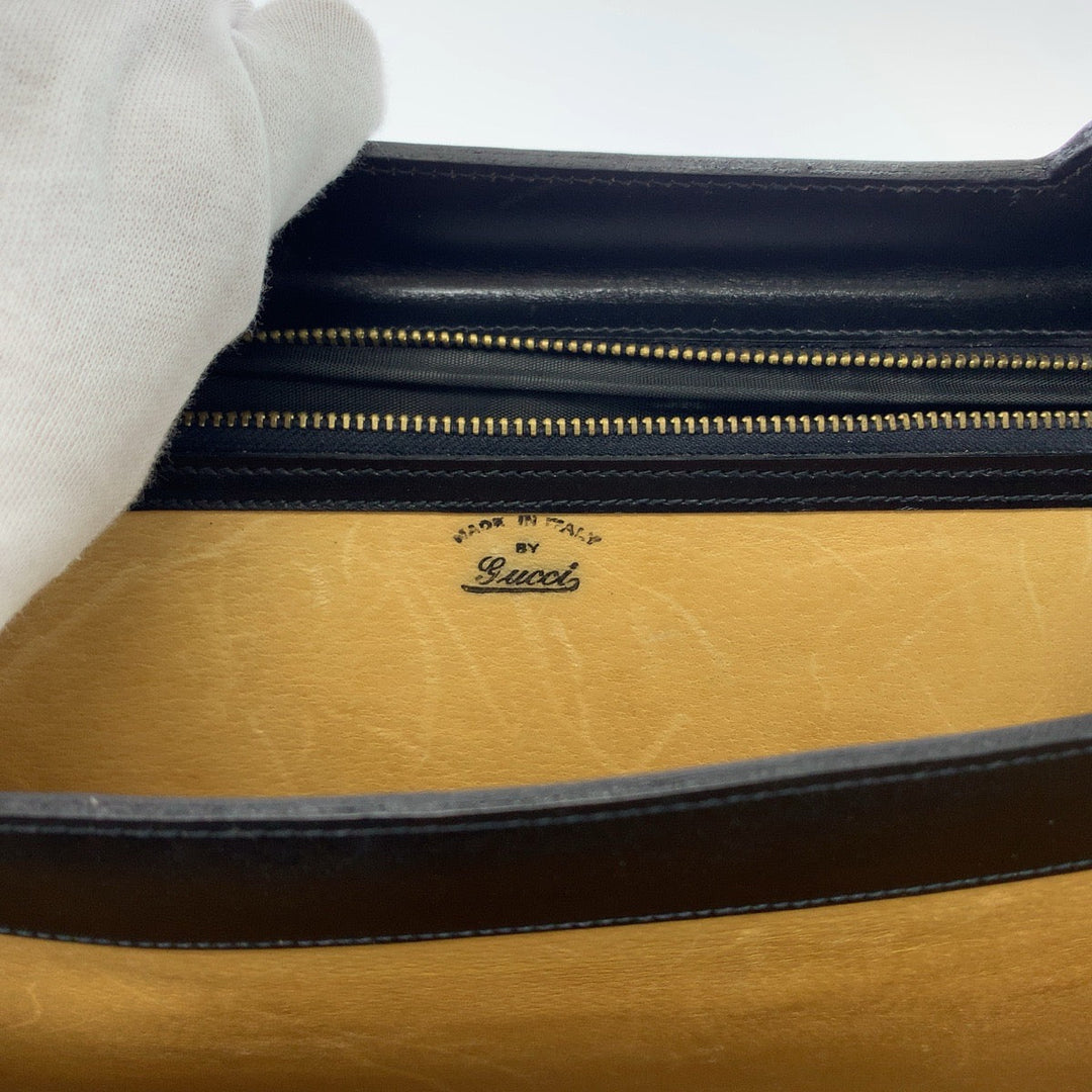 GUCCI Business bag GG canvas, leather Black GoldMetal Business bag handbag Old Gucci mens Used Authentic
