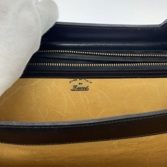 GUCCI Business bag GG canvas, leather Black GoldMetal Business bag handbag Old Gucci mens Used Authentic