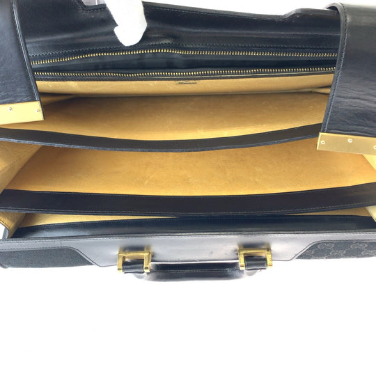 GUCCI Business bag GG canvas, leather Black GoldMetal Business bag handbag Old Gucci mens Used Authentic