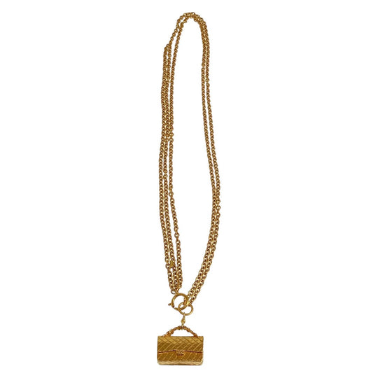 CHANEL Necklace metal gold Matelasse Bag Necklace Matrasse Women Used Authentic
