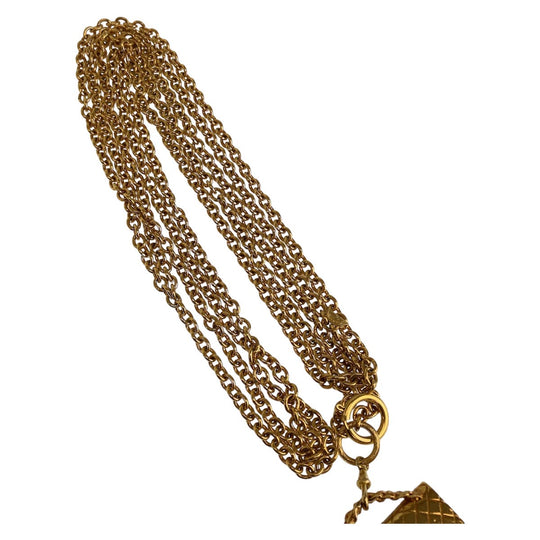CHANEL Necklace metal gold Matelasse Bag Necklace Matrasse Women Used Authentic