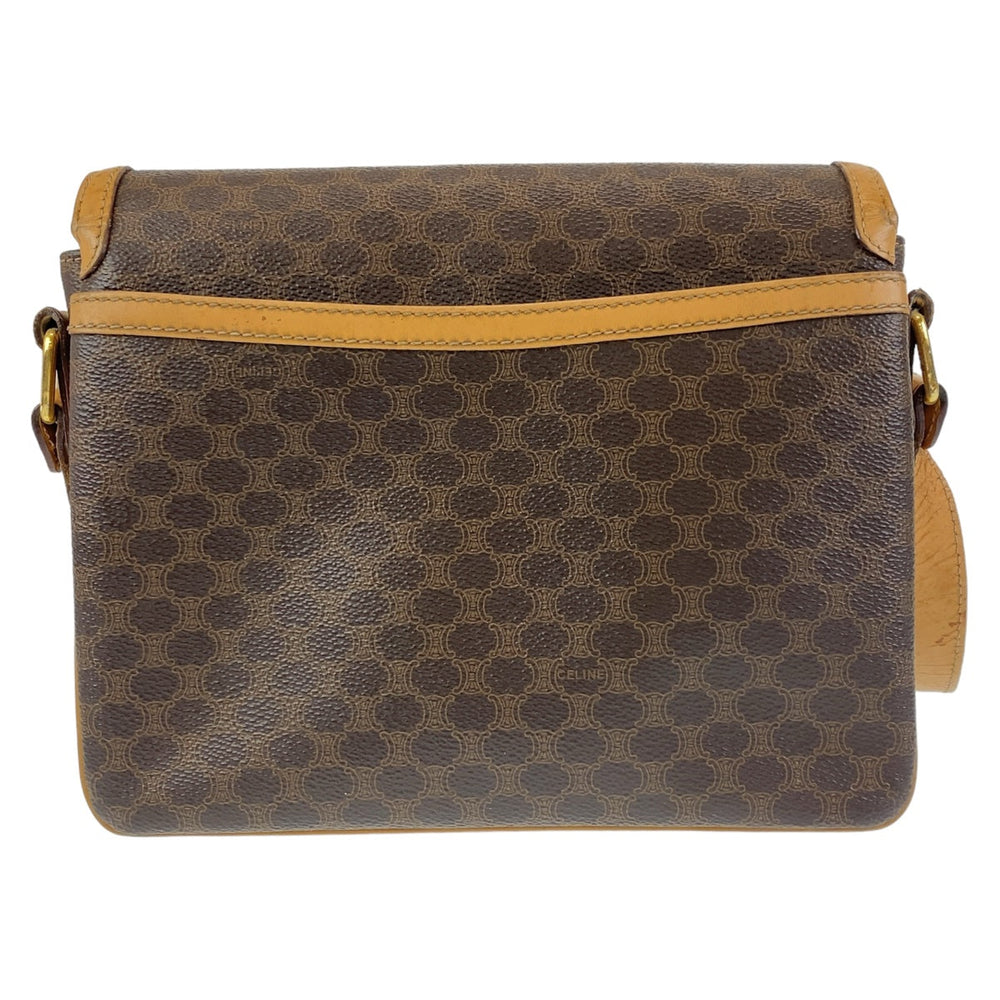 CELINE Shoulder Bag PVC, Leather Brown Camel Gold Metal Crossbody Shoulder Bag Pochette Macadam Women Used Authentic