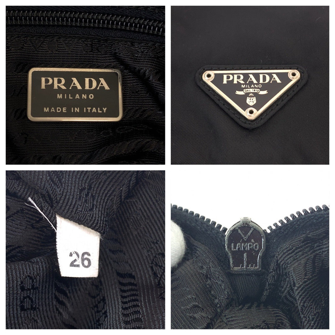 PRADA Shoulder Bag B8994 Nylon Black Silver Metal Crossbody Shoulder Bag Pochette Test Triangle With logo mens Used Authentic