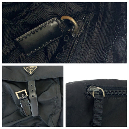 PRADA Shoulder Bag B8994 Nylon Black Silver Metal Crossbody Shoulder Bag Pochette Test Triangle With logo mens Used Authentic