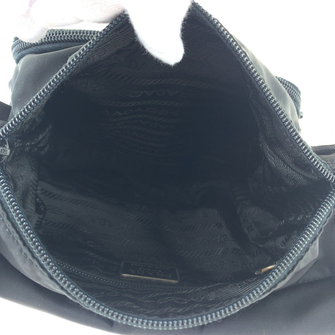 PRADA Shoulder Bag B8994 Nylon Black Silver Metal Crossbody Shoulder Bag Pochette Test Triangle With logo mens Used Authentic