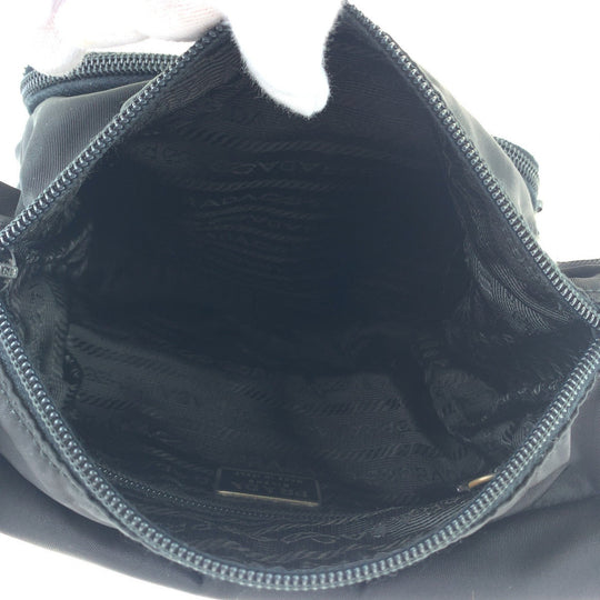 PRADA Shoulder Bag B8994 Nylon Black Silver Metal Crossbody Shoulder Bag Pochette Test Triangle With logo mens Used Authentic