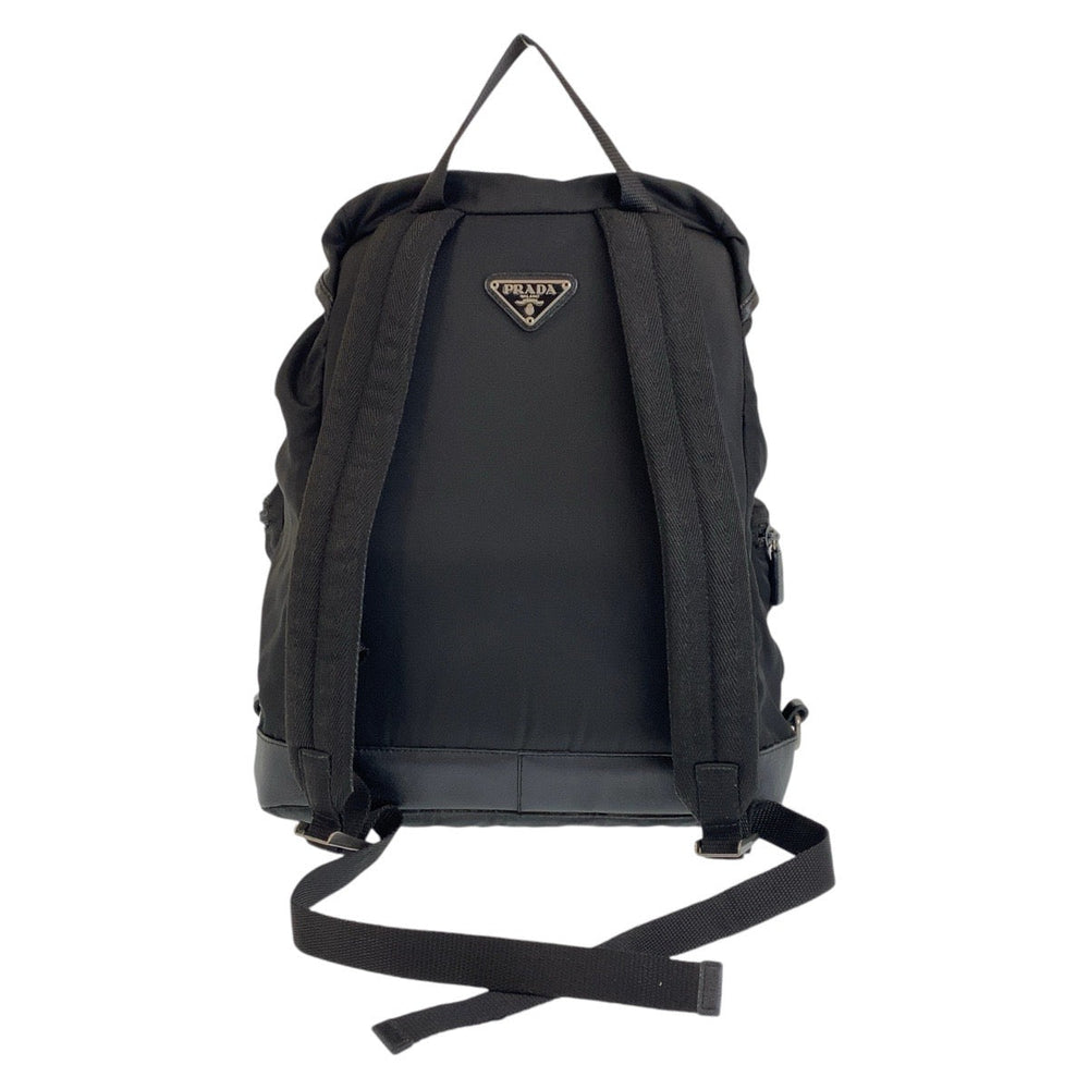 PRADA Backpack Nylon Black SilverMetal Daypack Unisex Test Triangle With logo Women Used Authentic
