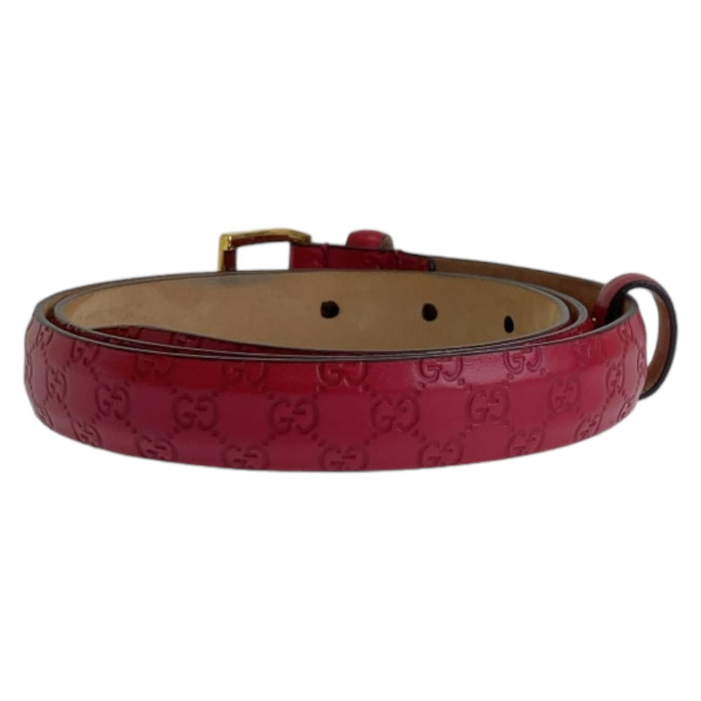 GUCCI belt leather Pink Gold Metal Guccisima mens 34 Used Authentic