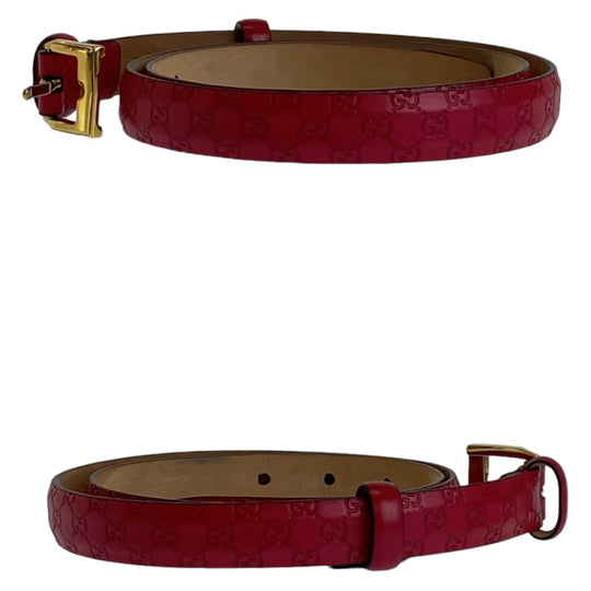 GUCCI belt leather Pink Gold Metal Guccisima mens 34 Used Authentic