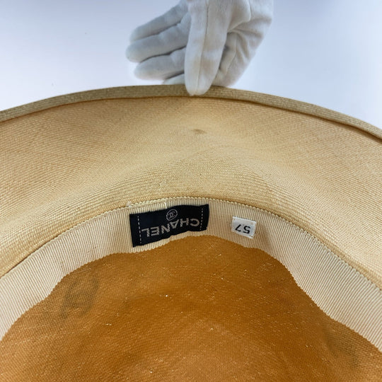CHANEL hat Raffia beige Hat Straw Hat straw hat COCO Mark Women 57 Used Authentic
