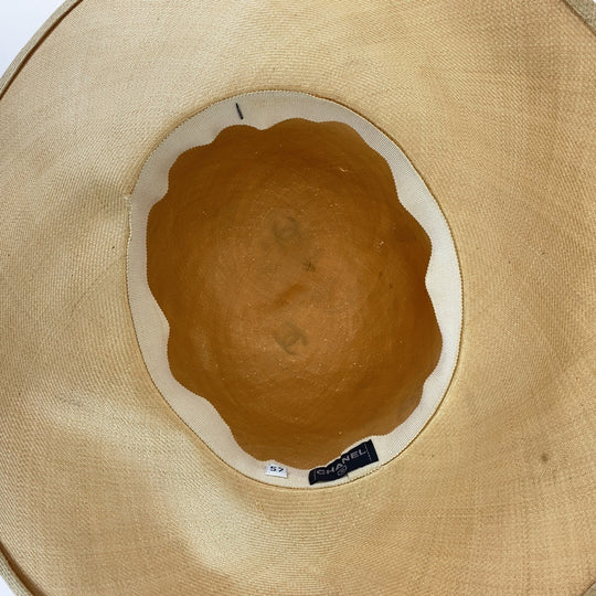CHANEL hat Raffia beige Hat Straw Hat straw hat COCO Mark Women 57 Used Authentic