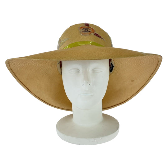 CHANEL hat Raffia beige Hat Straw Hat straw hat COCO Mark Women 57 Used Authentic