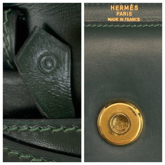HERMES Shoulder Bag Box scarf Green GoldMetal Shoulder Bag Clutch Bag 2WAY Tassel Women Used Authentic