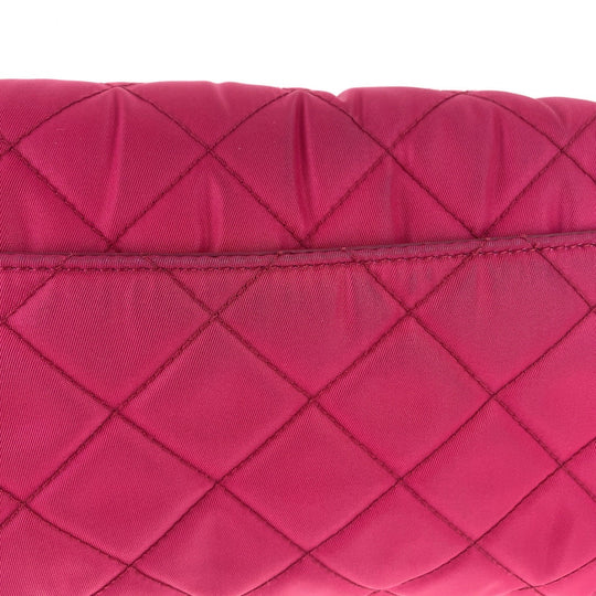 PRADA Shoulder Bag Nylon Pink SilverMetal ChainShoulder Bag Pochette Testuto Impuntu Women Used Authentic