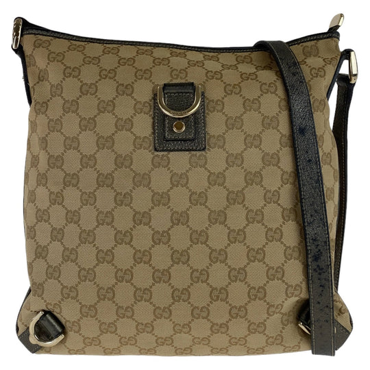GUCCI Shoulder Bag 131326 GG canvas, leather Beige Brown Gold Metal Crossbody Shoulder Bag Pochette Abbey GG pattern Women Used Authentic