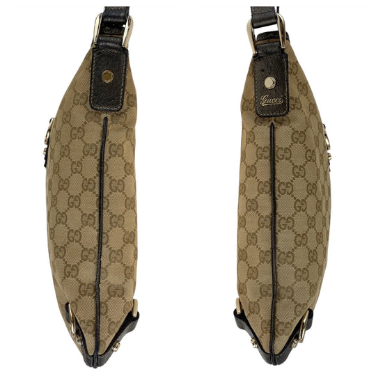 GUCCI Shoulder Bag 131326 GG canvas, leather Beige Brown Gold Metal Crossbody Shoulder Bag Pochette Abbey GG pattern Women Used Authentic