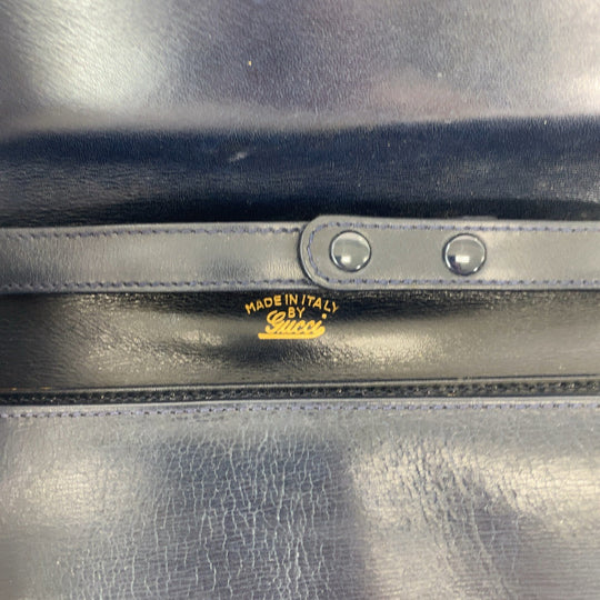 GUCCI Shoulder Bag leather Black Gold Metal ChainShoulder Bag Crossbody Pochette Old Gucci Women Used Authentic