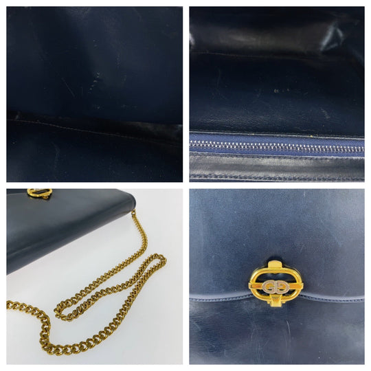 GUCCI Shoulder Bag leather Black Gold Metal ChainShoulder Bag Crossbody Pochette Old Gucci Women Used Authentic
