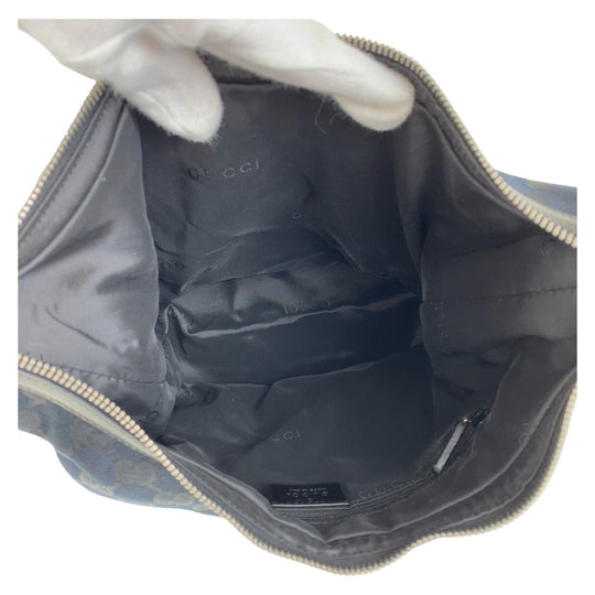 GUCCI Shoulder Bag 001 3814 GG canvas, leather Black SilverMetal Hobo Shoulder Bag Women Used Authentic