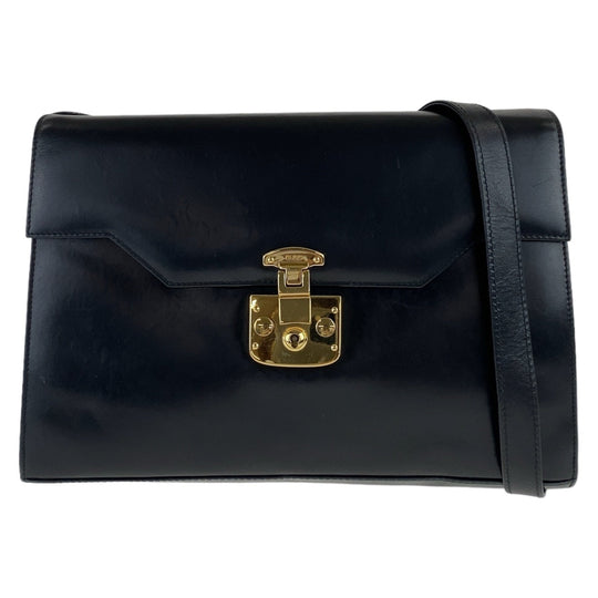 GUCCI Shoulder Bag 004.33.0450 leather Black GoldMetal Crossbody Shoulder Bag Pochette Old Gucci Ready lock Women Used Authentic