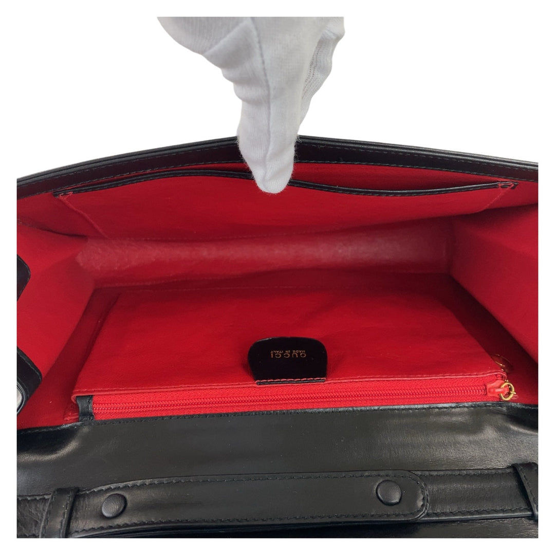 GUCCI Shoulder Bag 004.33.0450 leather Black GoldMetal Crossbody Shoulder Bag Pochette Old Gucci Ready lock Women Used Authentic