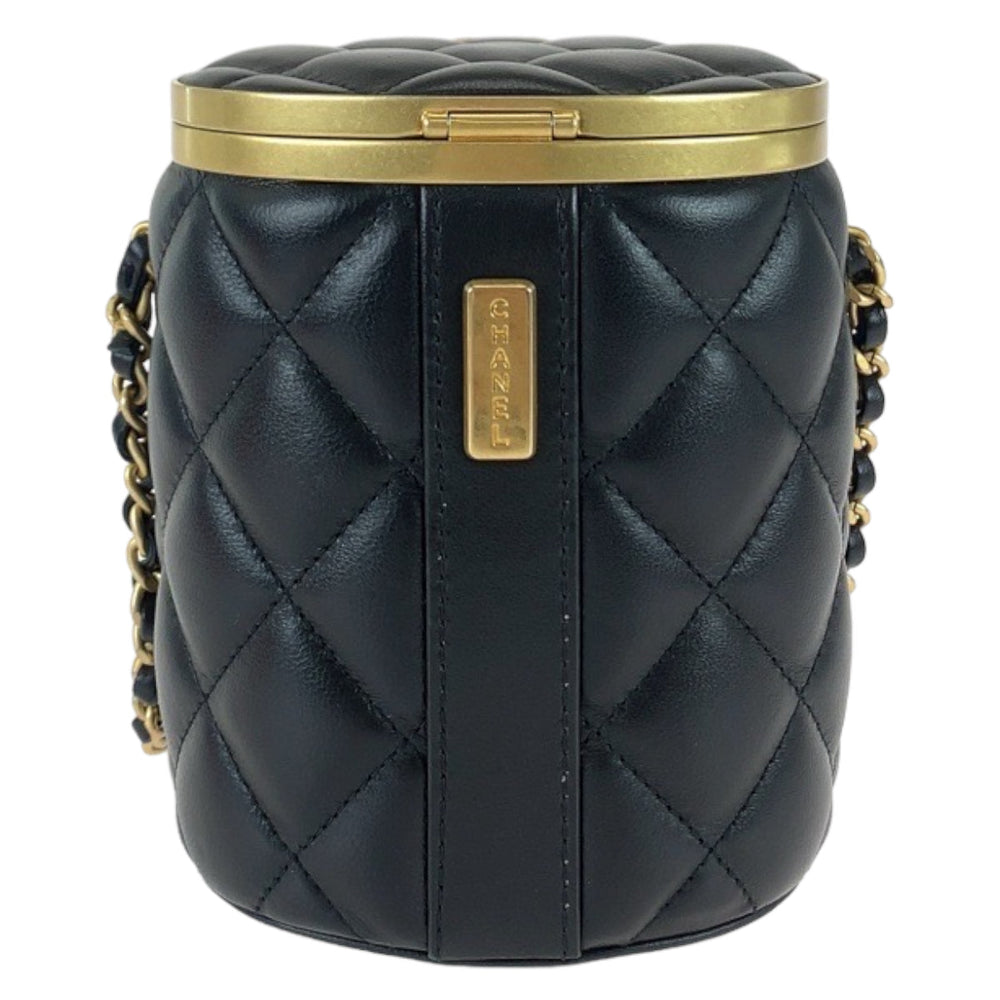 CHANEL Shoulder Bag AS2640 lambskin Black gold Shoulder Bag Vanity bag Matrasse COCO Mark with mirror Women Used Authentic