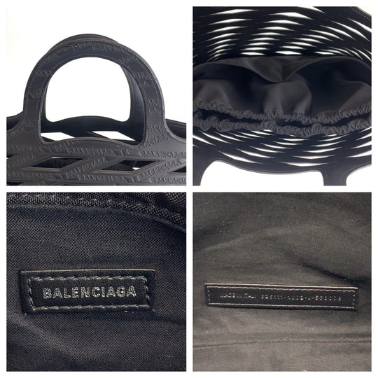 BALENCIAGA Tote Bag 626111 PVC black Tote Bag Shoulder Bag Unisex Neo basket mens Used Authentic