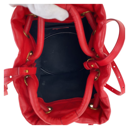 BALENCIAGA Shoulder Bag 600327 leather Red Gold Metal Crossbody Shoulder Bag Handbag 2way BBucket Bag Women Used Authentic