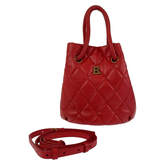 BALENCIAGA Shoulder Bag 600327 leather Red Gold Metal Crossbody Shoulder Bag Handbag 2way BBucket Bag Women Used Authentic
