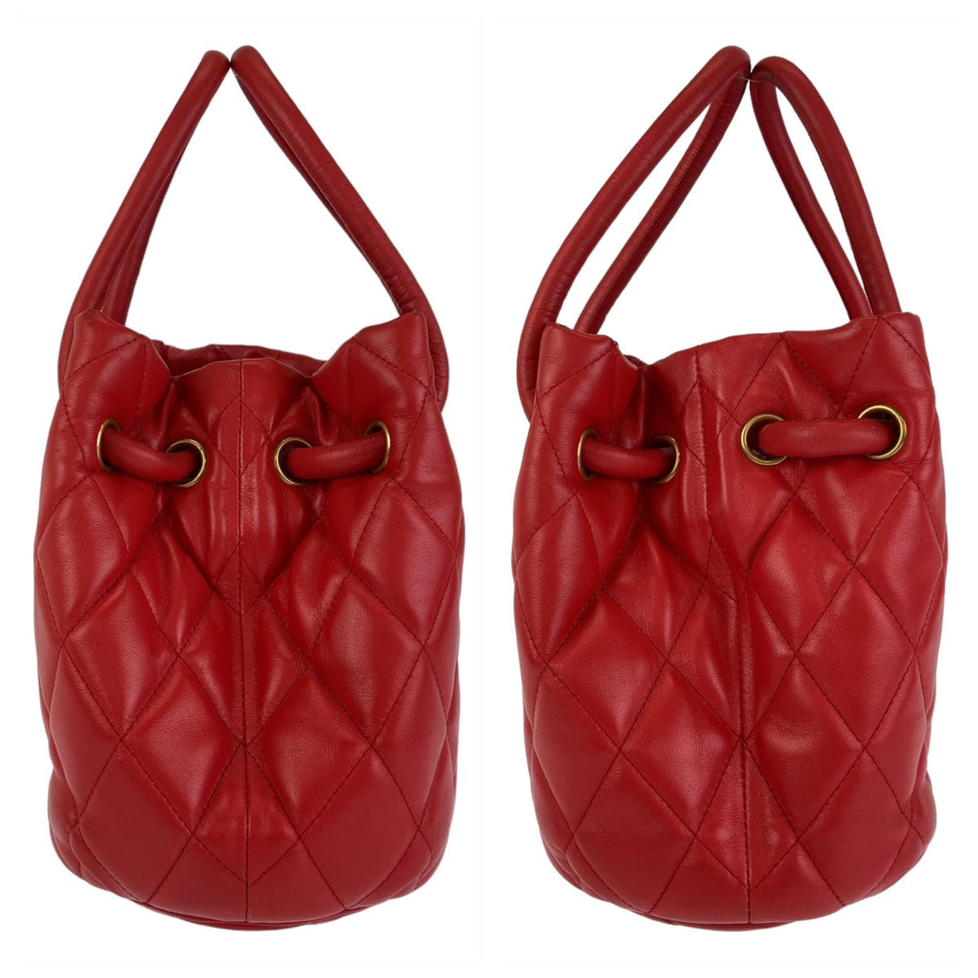 BALENCIAGA Shoulder Bag 600327 leather Red Gold Metal Crossbody Shoulder Bag Handbag 2way BBucket Bag Women Used Authentic