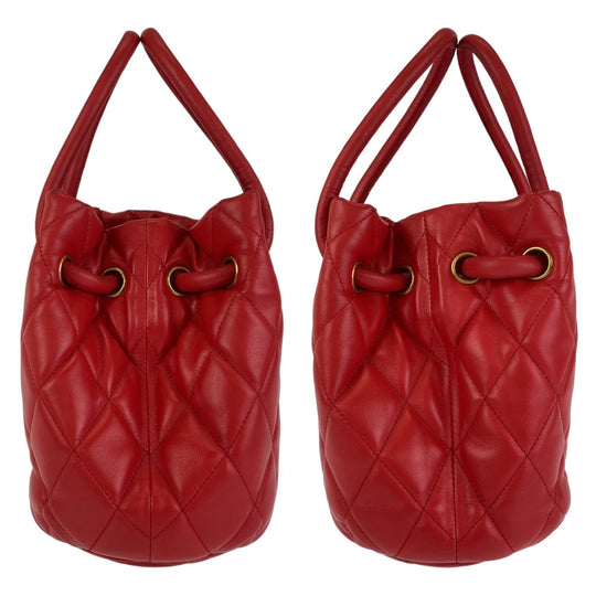 BALENCIAGA Shoulder Bag 600327 leather Red Gold Metal Crossbody Shoulder Bag Handbag 2way BBucket Bag Women Used Authentic