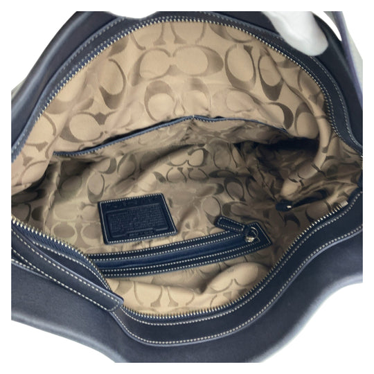 COACH Shoulder Bag leather Black White SilverMetal Shoulder Bag Duffle bag Hobo Bucket Women Used Authentic