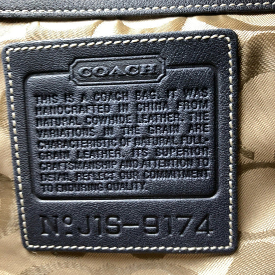 COACH Shoulder Bag leather Black White SilverMetal Shoulder Bag Duffle bag Hobo Bucket Women Used Authentic