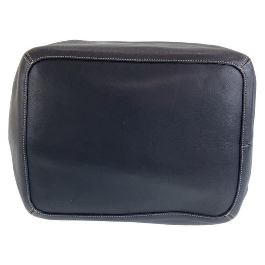 COACH Shoulder Bag leather Black White SilverMetal Shoulder Bag Duffle bag Hobo Bucket Women Used Authentic