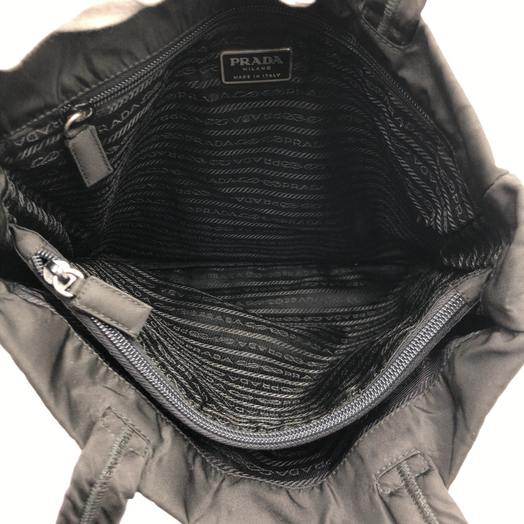 PRADA Tote Bag Nylon Black black Tote Bag Shoulder Bag Test Triangular logo Women Used Authentic