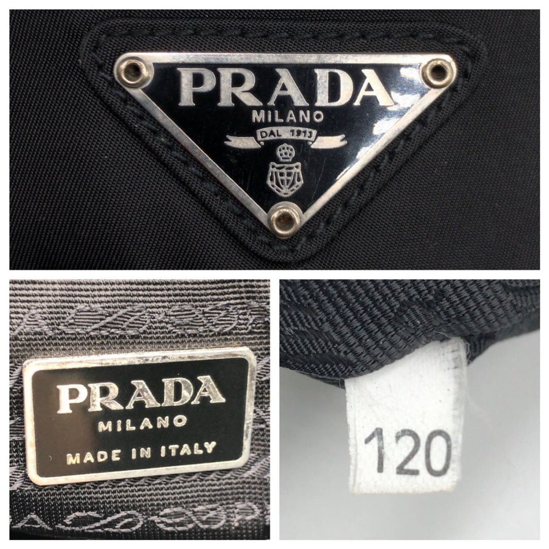 PRADA Tote Bag Nylon Black black Tote Bag Shoulder Bag Test Triangular logo Women Used Authentic