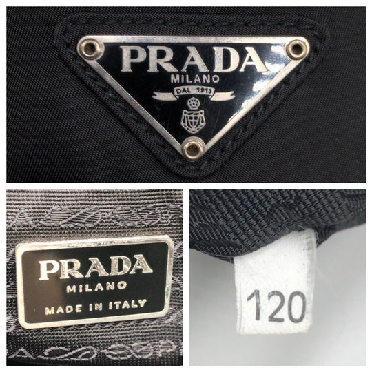 PRADA Tote Bag Nylon Black black Tote Bag Shoulder Bag Test Triangular logo Women Used Authentic