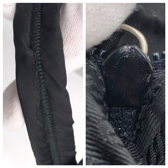 PRADA Tote Bag Nylon Black black Tote Bag Shoulder Bag Test Triangular logo Women Used Authentic
