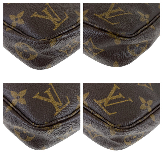 LOUIS VUITTON Handbag M51980 PVC Brown Gold Metal Handbag accessory pouch Monogram Pochette Accessoires Women Used Authentic