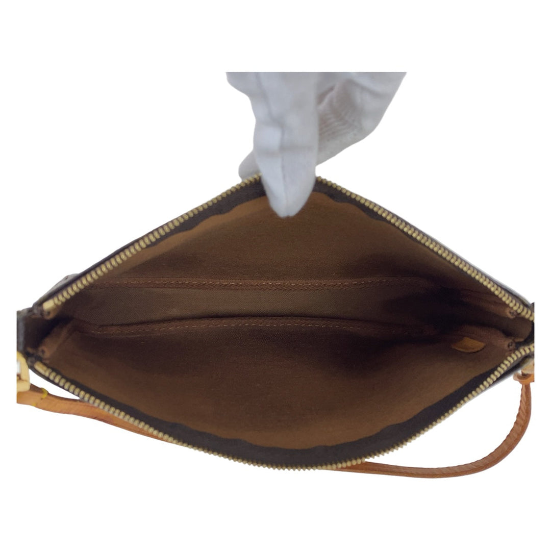 LOUIS VUITTON Handbag M51980 PVC Brown Gold Metal Handbag accessory pouch Monogram Pochette Accessoires Women Used Authentic