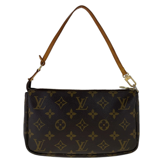 LOUIS VUITTON Handbag M51980 PVC Brown Gold Metal Handbag accessory pouch Monogram Pochette Accessoires Women Used Authentic