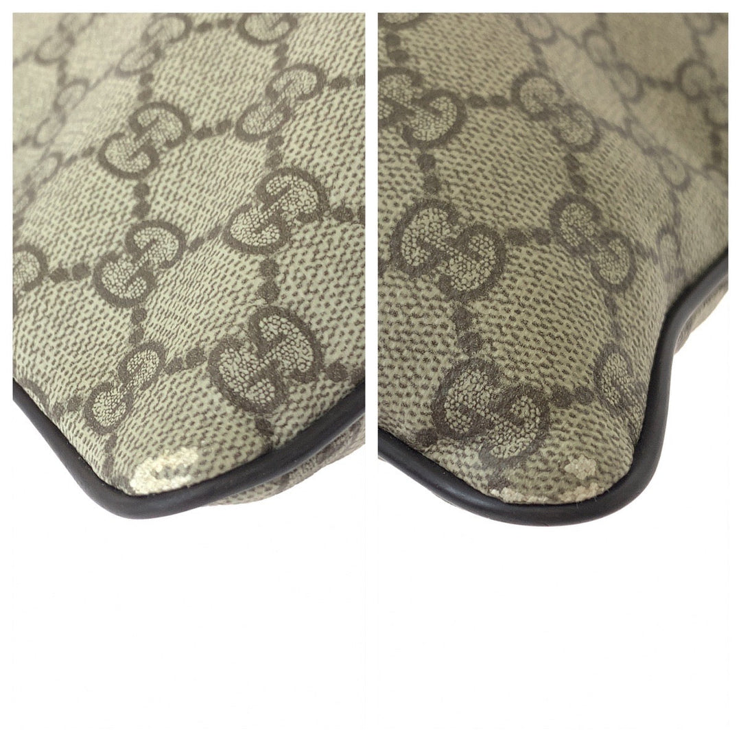 GUCCI Shoulder Bag 141626 GG Supreme Canvas Beige Brown SilverMetal Crossbody Shoulder Bag Messenger Bag mens Used Authentic