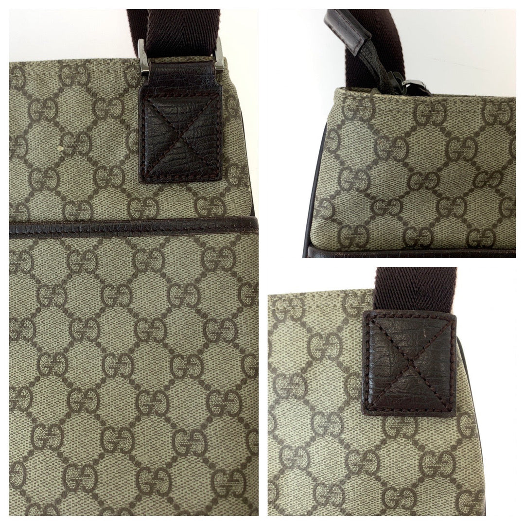 GUCCI Shoulder Bag 141626 GG Supreme Canvas Beige Brown SilverMetal Crossbody Shoulder Bag Messenger Bag mens Used Authentic